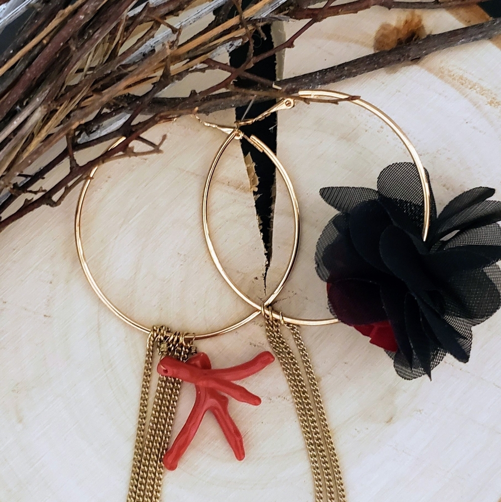 Hoop Earrings with Italian-Themed Charms